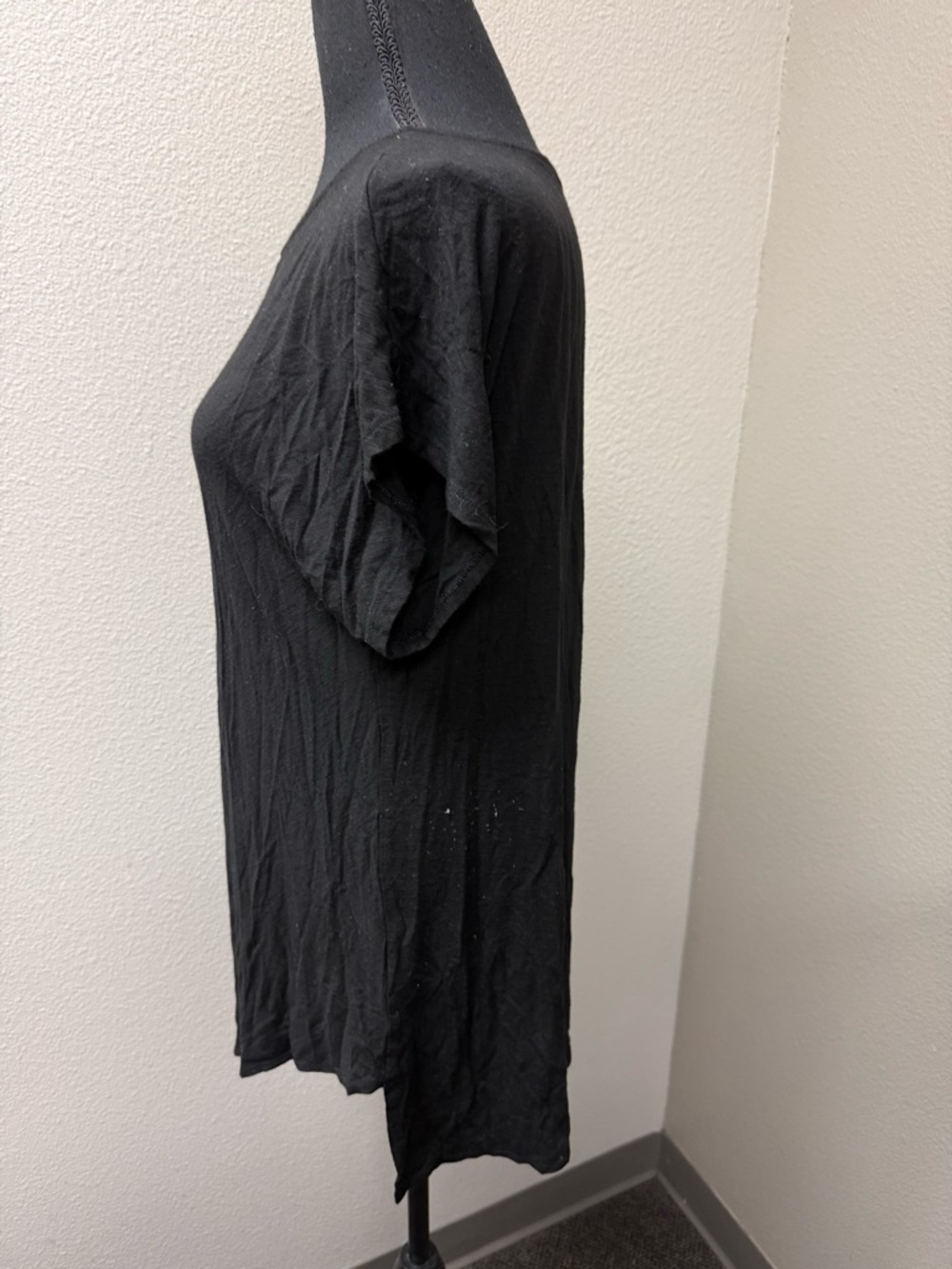 White House Black Market Black Short Sleeve Tee Stretch Knit Top Large - Picture 3 of 9